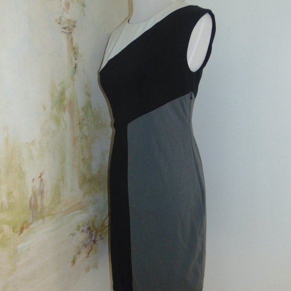 Y2K MAX AND CLEO colorblock GREY BLACK WHITE Wiggle Mini Sleeveless DRESS SZ 4 - Picture 7 of 11